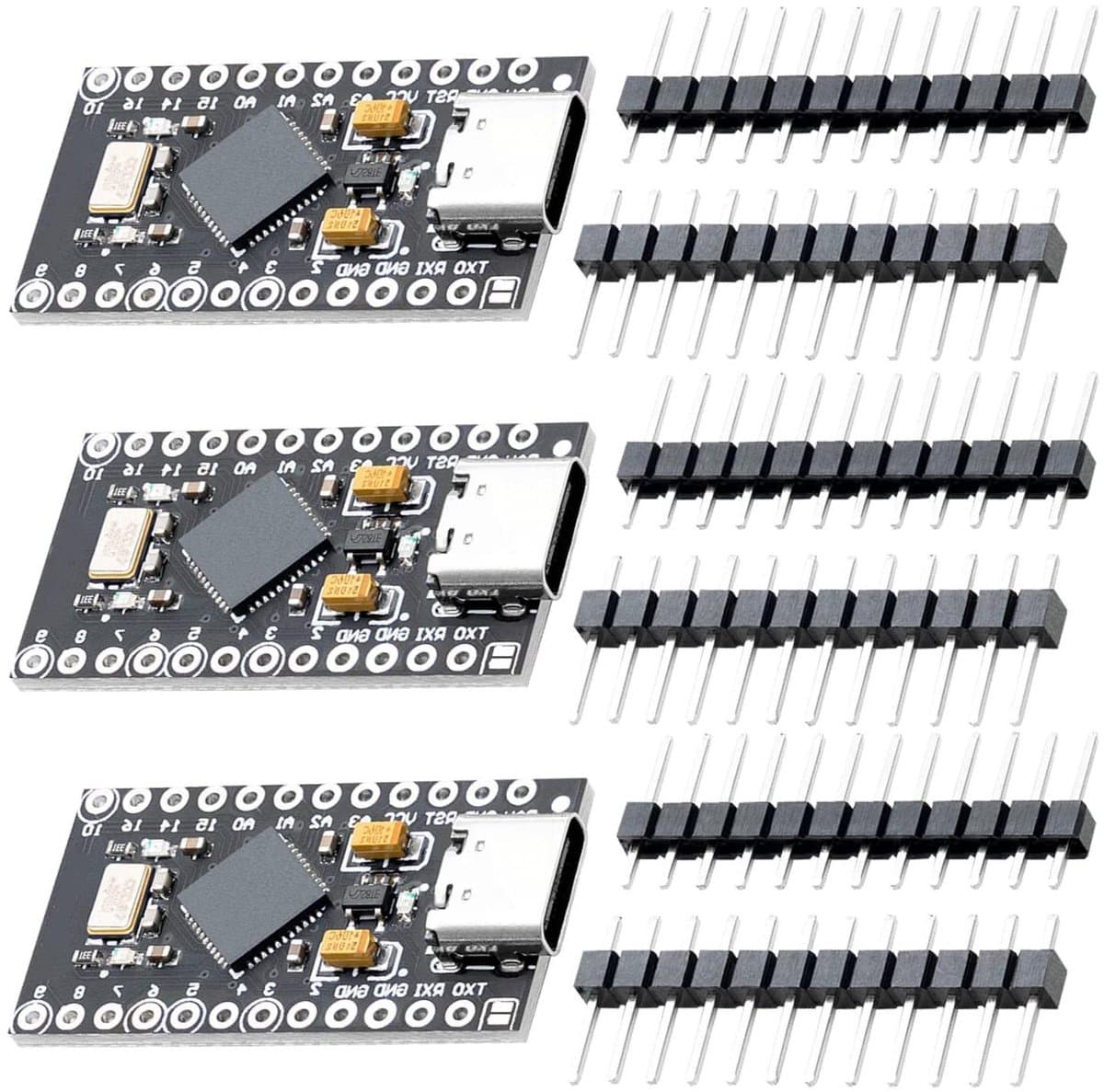 Ontwikkelingsboard Microcontroller - ATMEGA Module - Elektronica Projecten - Geïntegreerde USB - 3 Stuks - Blauw