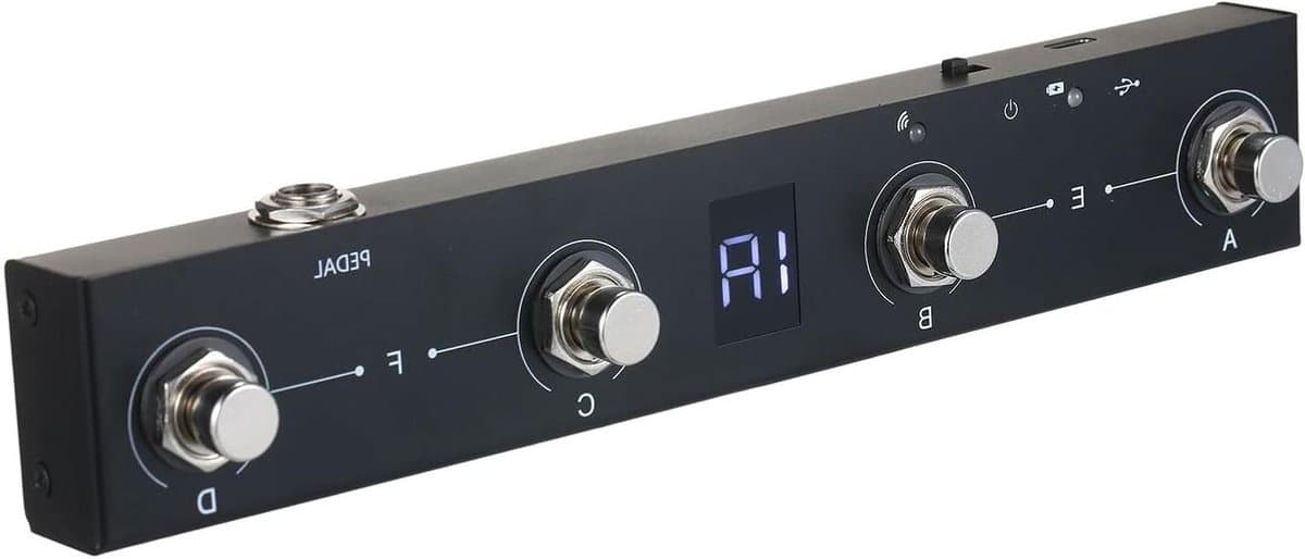 Draadloze Midi Pedaal - Muziek Controller - Muziek Maken - 4 Voet Schakelaars - 21.2 cm - Zwart