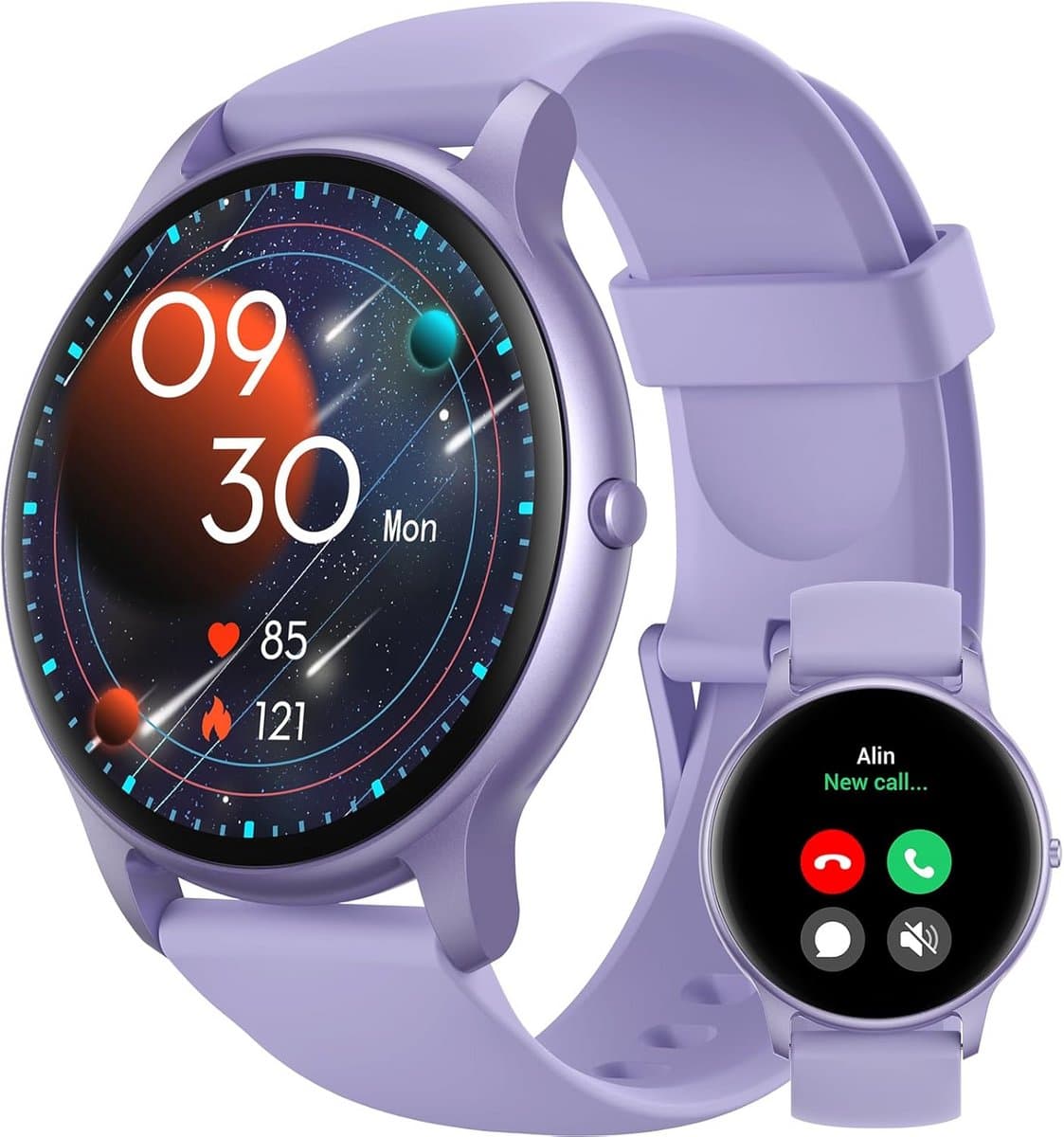 Ronde Smartwatch - Fitness Tracker - Gezondheid en Fitness - Bluetooth Bellen - 1.32 Inch HD - Paars