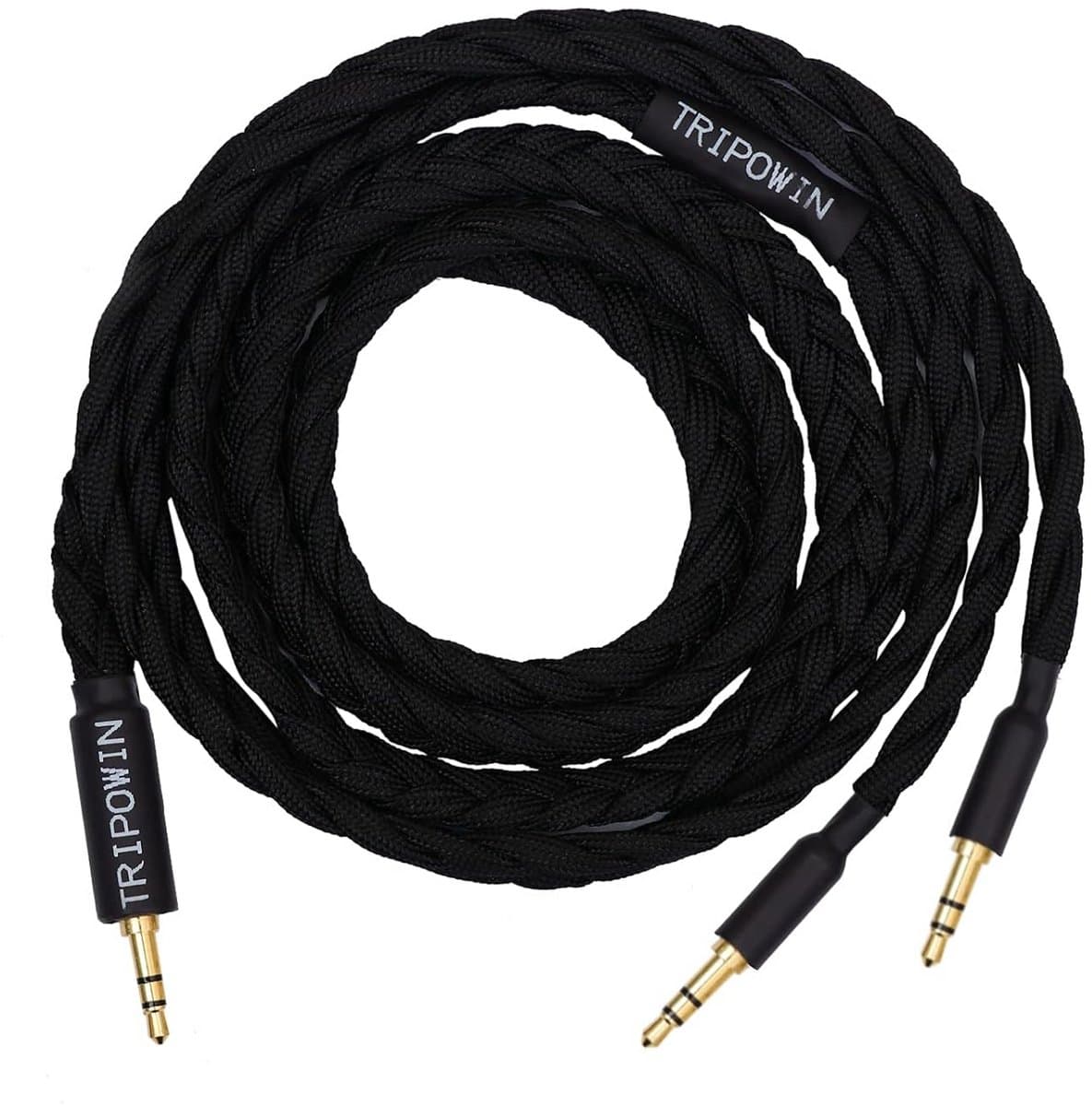 Linsoul Tripowin GranVia High Purity OFC Audio Replacement Headphone Cable, Length 1.5m, Dual 3.5mm Jacks for HE4XX/HE-400i/HE400se/Goldplanar(Black, 3.5mm)