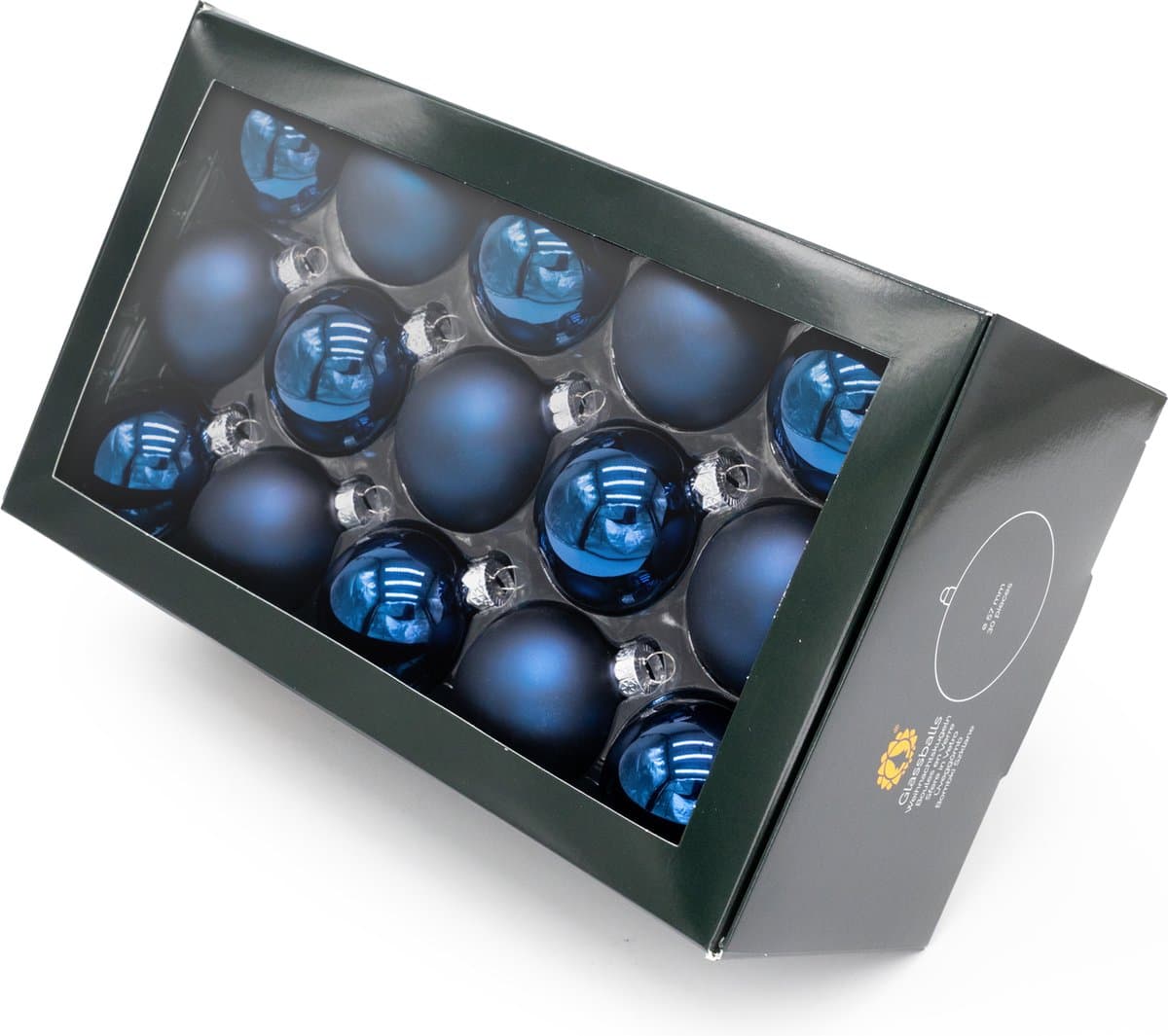 Muntel® Kerstballen Glas - 30 Stuks - Mix - Glas - Mat - Glans - Donkerblauw