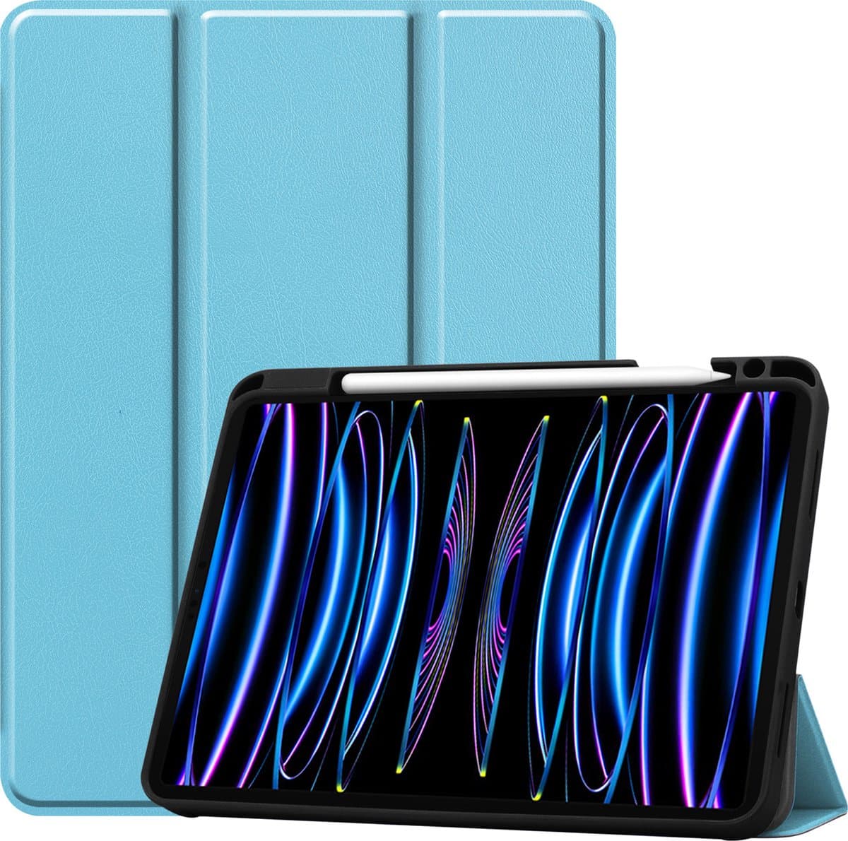 Hoes - Geschikt voor Apple iPad Pro (2022) - 11 inch - 4e generatie - Dun & Stevig - Trifold Bookcase - Hard Cover Case - Met Uitsparing Geschikt voor Apple Pencil - Hardcover Book - Tablet Hoesje - Lichtblauw
