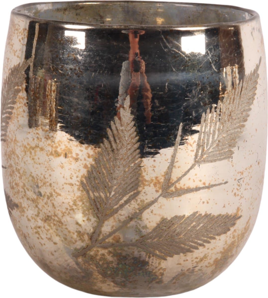 Baroque - Vaas - Waxinelichthouder Bladeren 16 cm - Zilver - Glas - 16x15x15 - Glass
