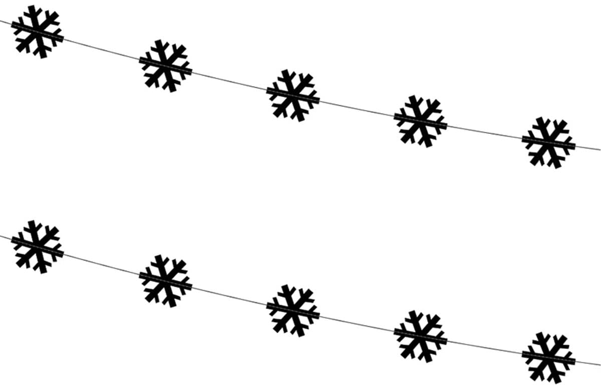 PARTYDECO - 2 zwarte sneeuwvlokslingers 180 cm voor Kerstmis