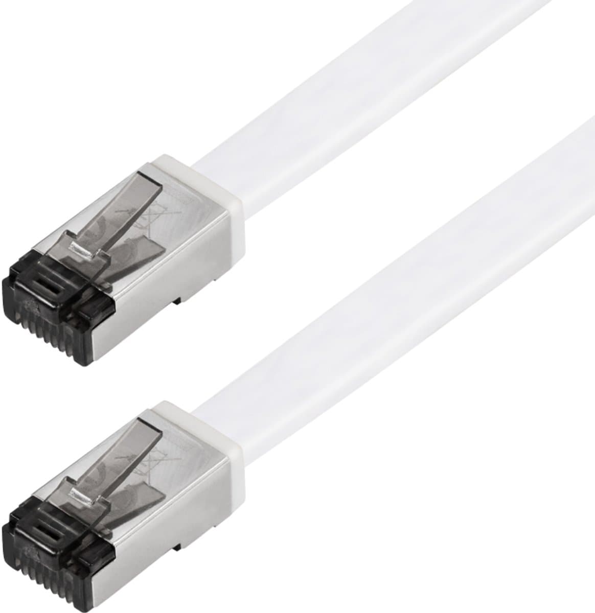 Maxtrack TI56-15L RJ45 Netwerkkabel, patchkabel CAT 8.1 U/FTP 15 m Wit Plat 1 stuk(s)