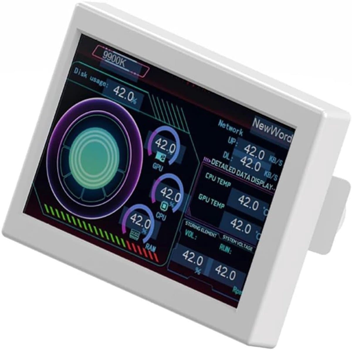 Secundair Beeldscherm - Extra Monitor - Computer Informatie - Dubbel Gebruik LCD - 3.5 Inch - Wit