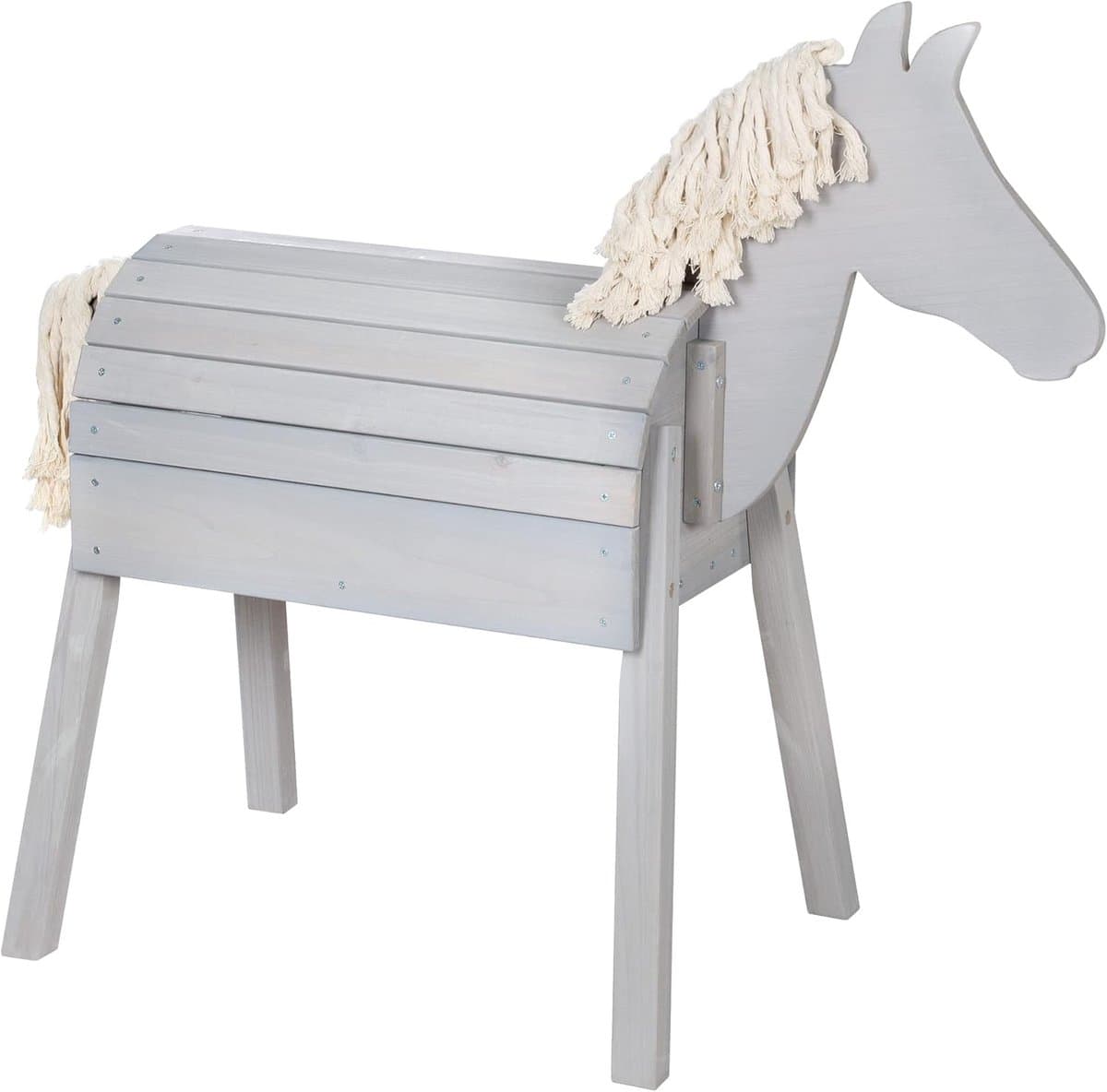 Speelpaard Hout - Buitenspeelgoed Paard - Buiten Spelen - Weerbestendig Massief Hout - 96x48x110 cm - Grijs