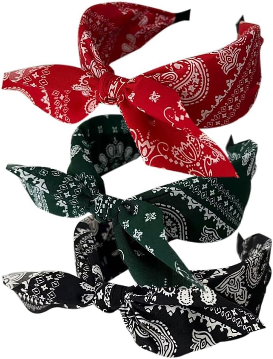 Set van 3 Brede Stof Hoofdbanden met Knoop - Elastische Haarbanden voor Dames & Meisjes