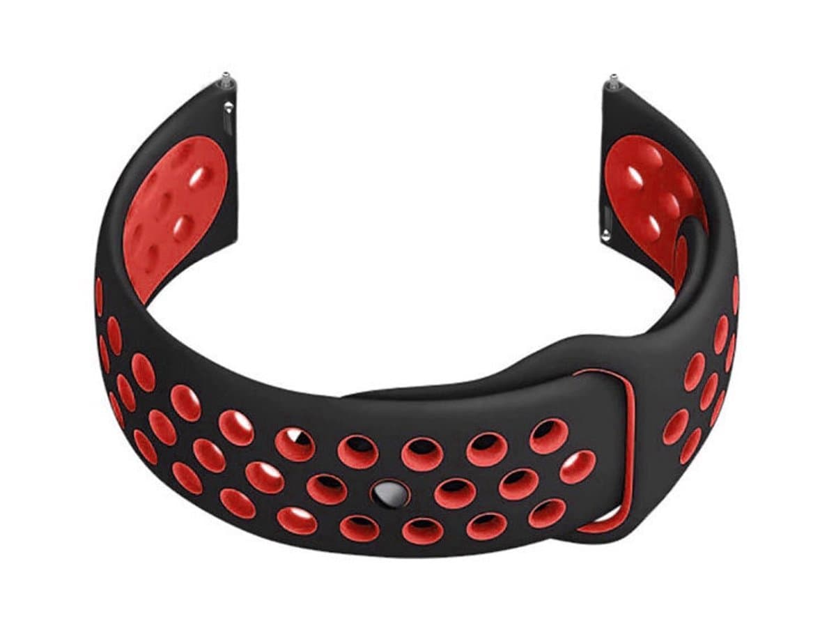 Zwarte/rode rubberen smartwatch band 22mm voor U11