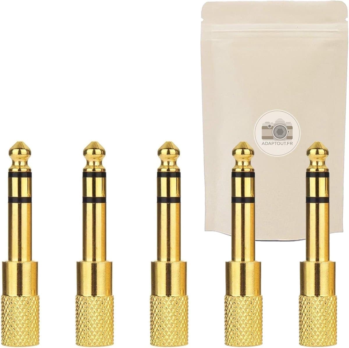 Audio Adapter - Jack Connector - Hifi Audio - Gouden Plating - 6.35mm naar 3.5mm - Zilver