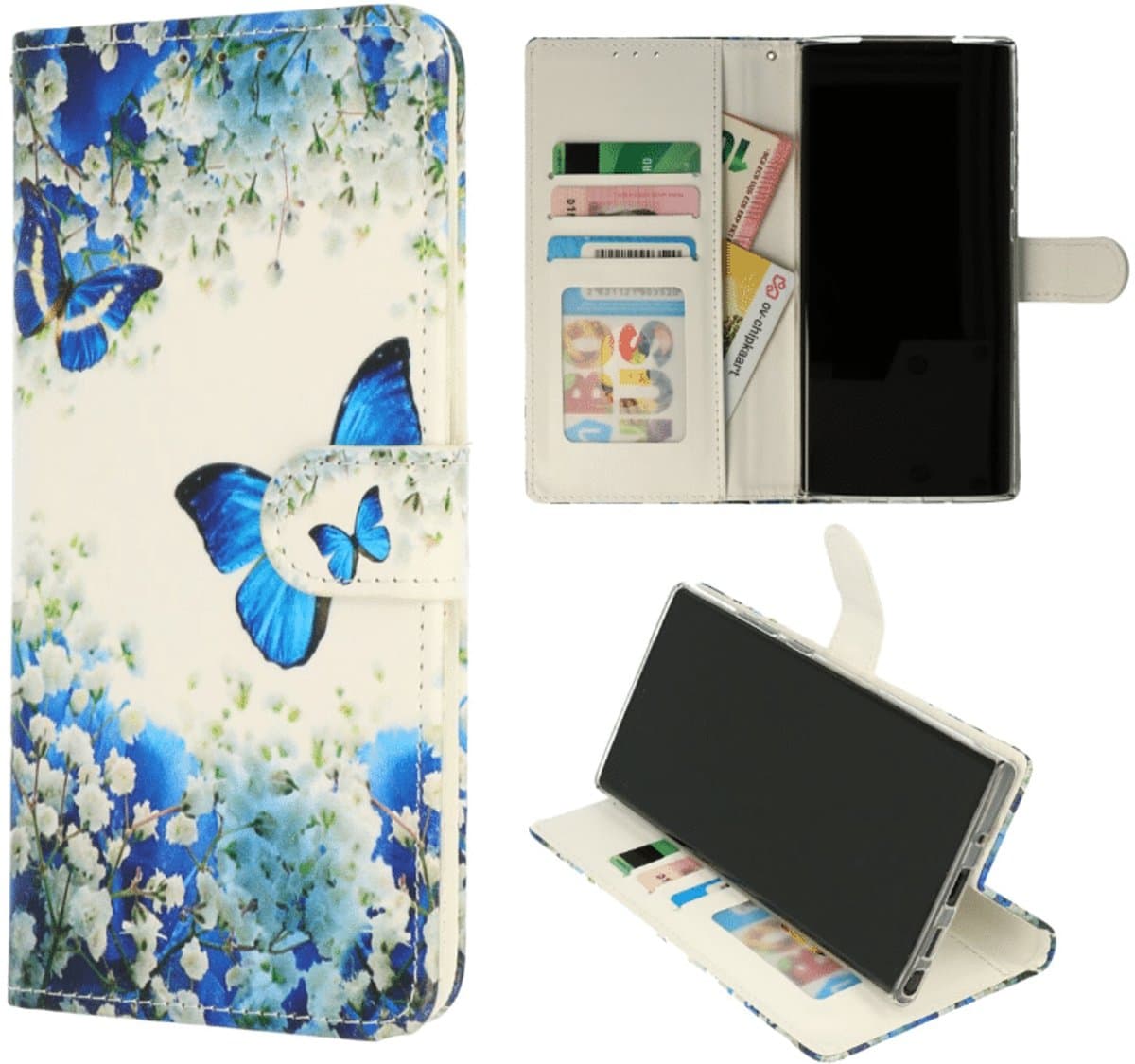 Casemania – Bookcase - Geschikt voor – Samsung A17 - Vlinder Blauw