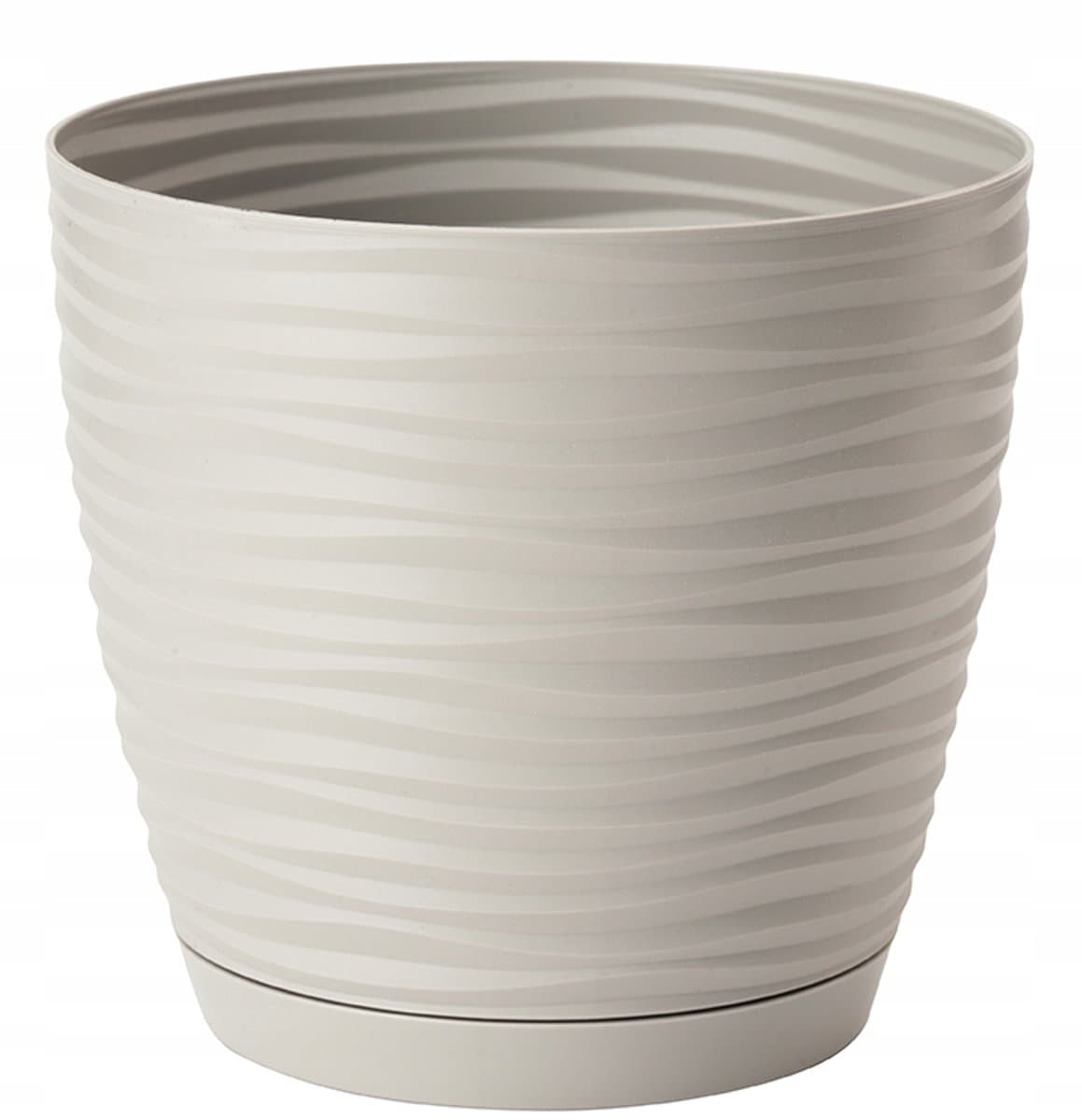 Sahara Kleine Pot met Schotel 23cm Lichtgrijs 3D