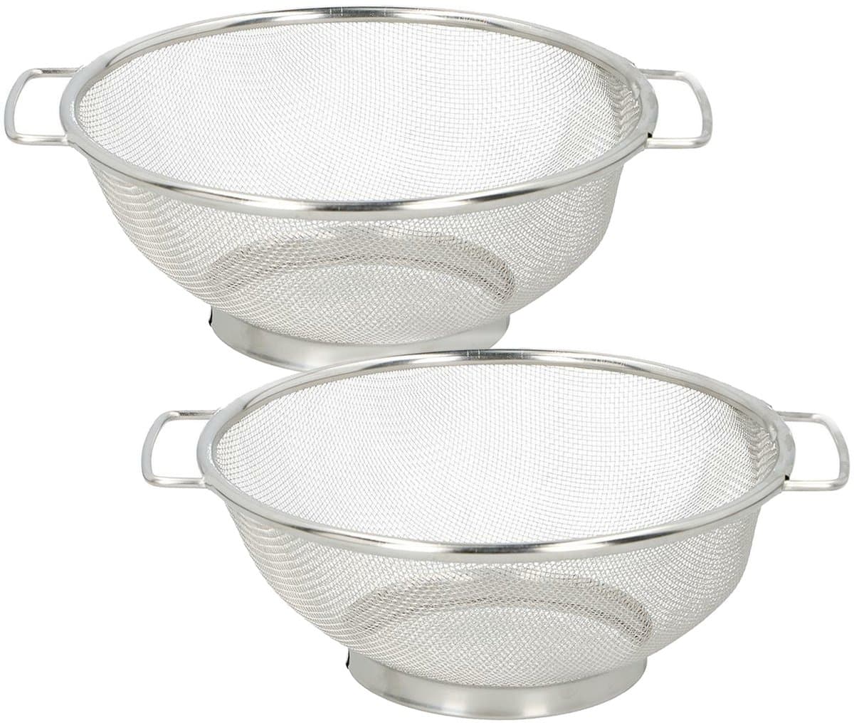 Alpina Keuken vergiet/zeef - 2x - RVS - D20 x H8 cm - zilver