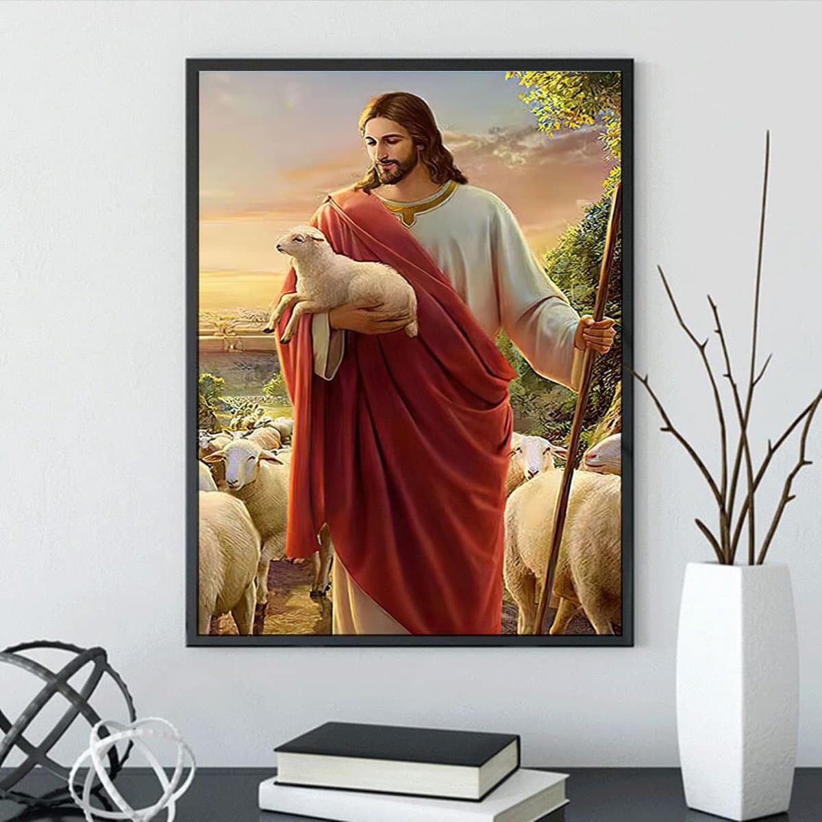 Ibenzoa® Canvas kunstwerk met Jezus en kruis voor stijlvolle muurdecoratie