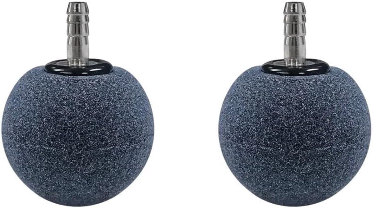 Dailygoods- Luchtsteen 2 Stuks - O2 Diffuser Steen - Antiroest - Geschikt voor 4 mm Luchtslang - Fijne Bellen - Zuiver Koperen Connector - Beluchter