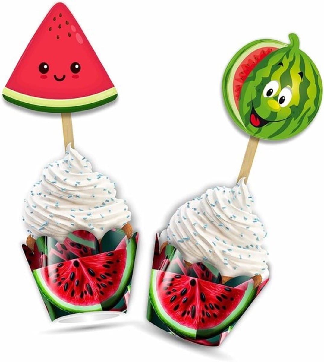 Cupcakewikkels - Bakdecoratie - Voor taartversiering - Eenvoudig te monteren - Grote maat - Watermeloen