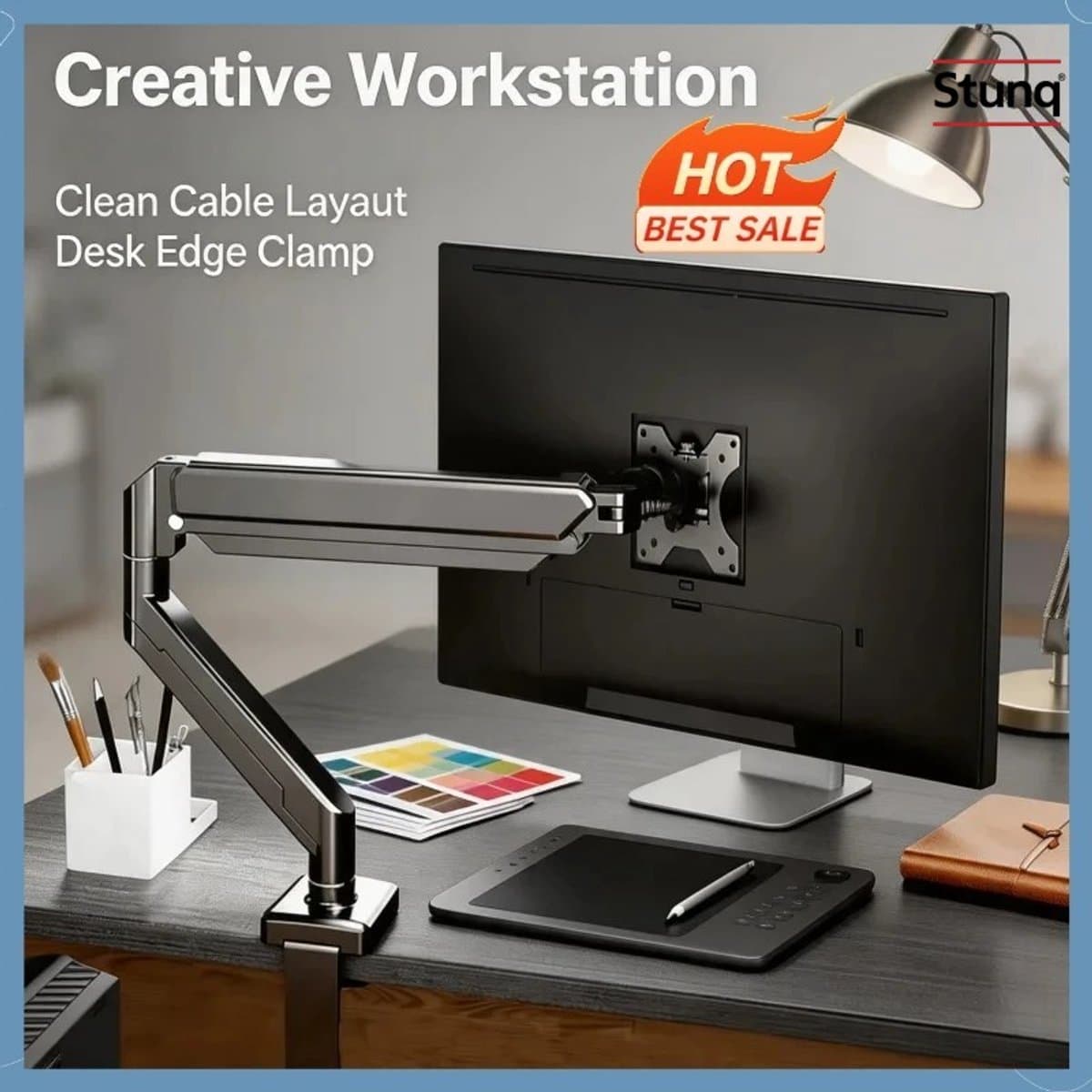 Stunq® Verstelbare Monitorarm voor 13-32 inch Schermen, Zwart
