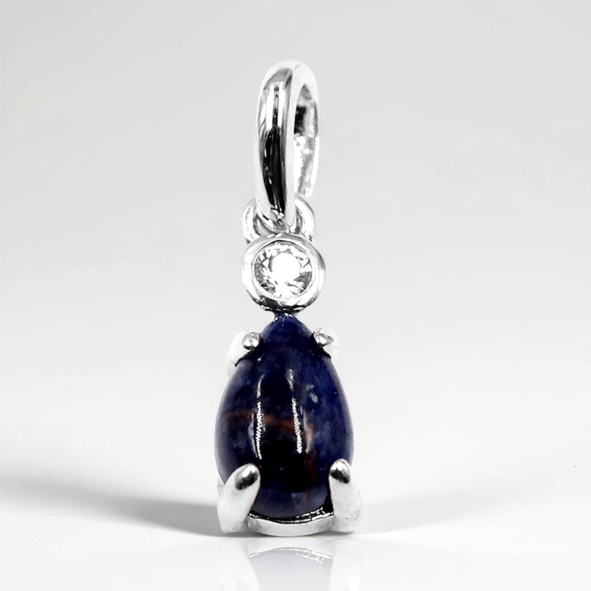 Cavill - Zilveren Hanger met 1,065 ct Sodaliet Druppelvorm en Zirkoon - 925 Sterling Zilver - Elegante, Unieke Edelsteen Sieraden