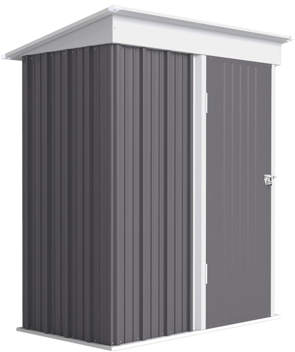 Zubaliya Gereedschapsschuur van staal – afsluitbare deur en lessenaarsdak – 161 x 95 x 181 cm – Grijs