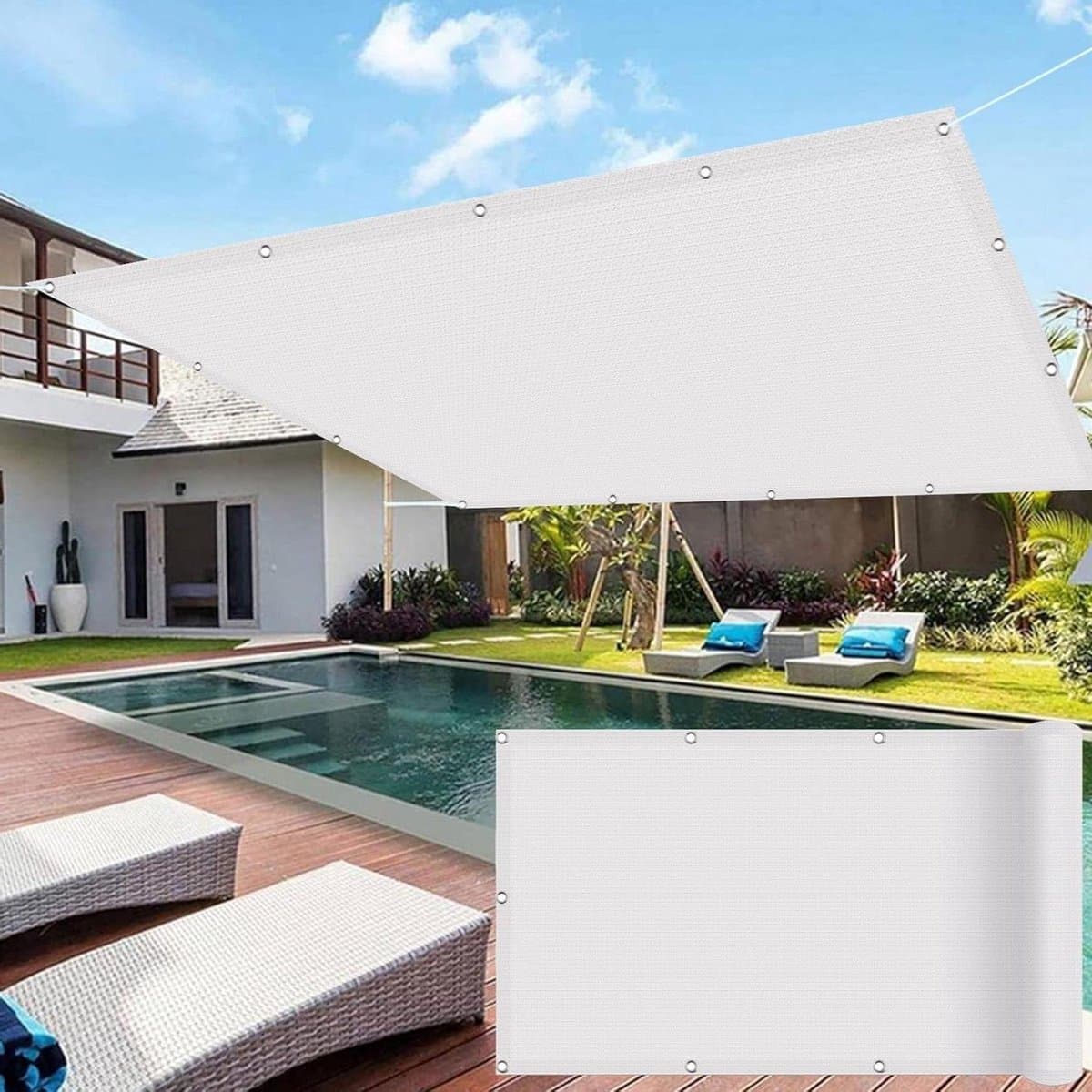 Ademend Zonnezeil - Pergola Luifel - Buiten Schaduw Creëren - 95% UV Bescherming - 1.6 x 2.2m - Wit