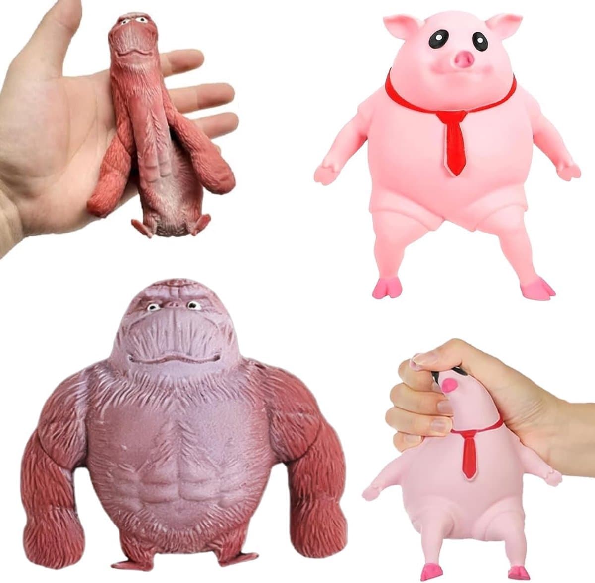 Speelgoed Varken, Stress Speelgoed Gorilla, Varken Knijp Speelgoed, Gorilla Stress Speelgoed, Varkentje Knijp Speelgoed, Rubber Squishy Aap, Squishy , Anti-Druk Speelgoed