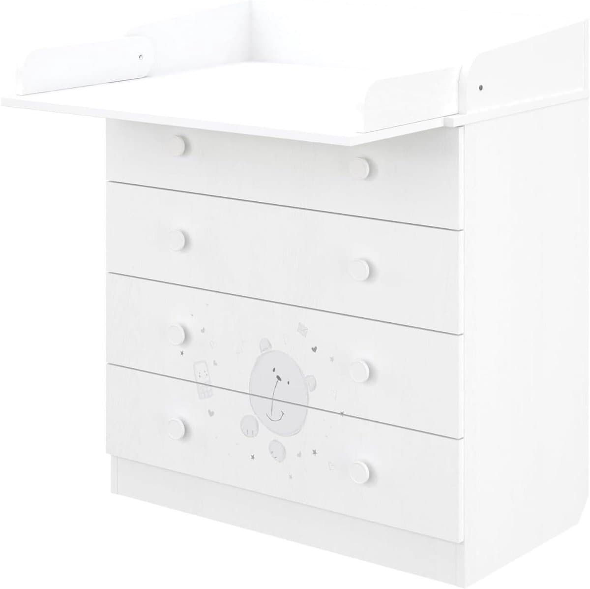 Babycommode met Laden - Babykamer Meubel - Baby Verzorgen - Inklapbaar Verschoonoppervlak - 80 cm Breed - Wit