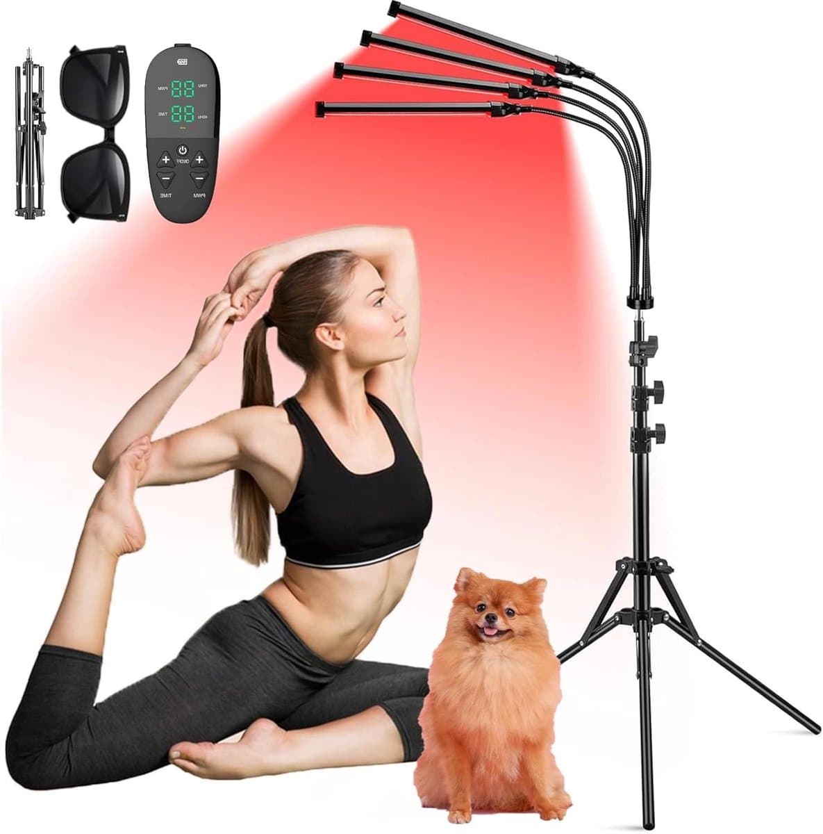 Roodlicht Lamp - Infrarood Therapie - Huidverbetering Thuis - Drie Golflengtes - 32 Watt - Zwart