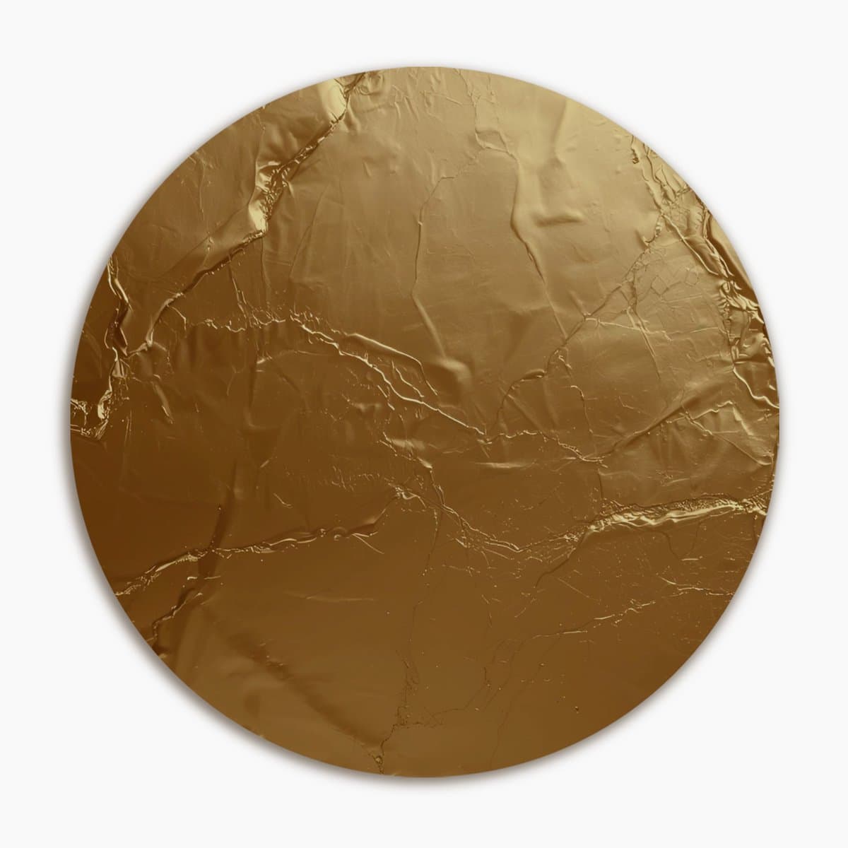Gouden gerimpeld oppervlak - Muurcirkel 140x140 cm - Wanddecoratie op Aluminium Dibond - Rond Wandpaneel
