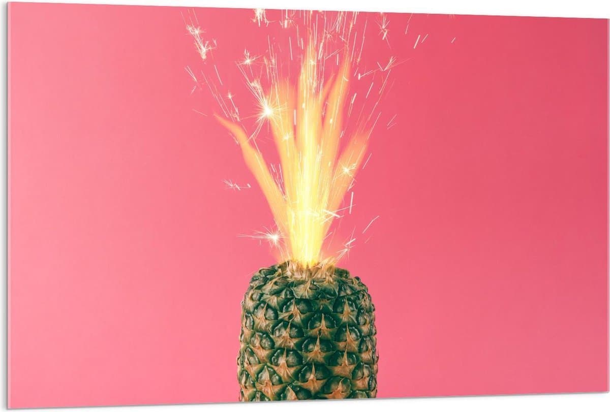 Acrylglas - Vuurwerk in Ananas - 120x80cm Foto op Acrylglas (Wanddecoratie op Acrylglas)