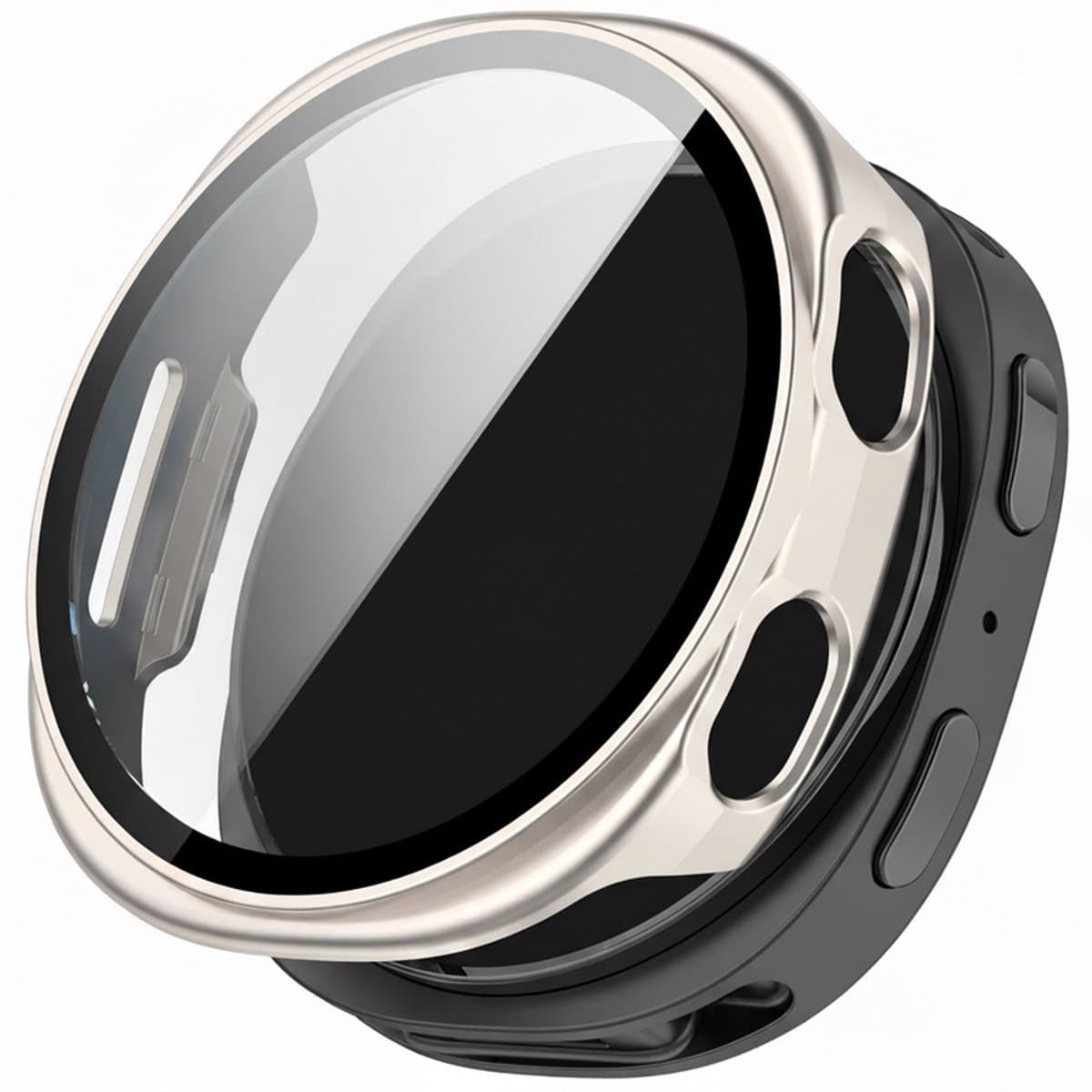 Screenprotector case - geschikt voor Samsung Galaxy Watch 8 - 40mm - full cover hoesje - gehard glas - 40 mm - volledige bescherming - starlight
