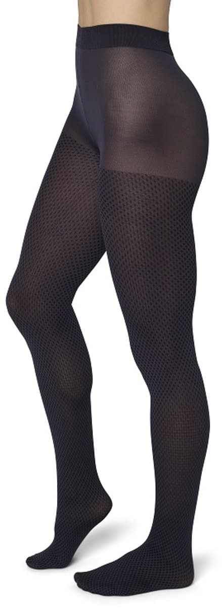 Bonnie Doon Grafische Panty 50 Denier Donker Paars Dames maat 40/42 L - Grafisch - Ruiten Print - Gladde Naden - Maximaal Draagcomfort - Chique Panty - Feestelijk - Fencing Tights - Blackberry - BP051980.143