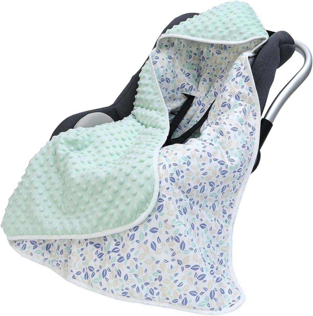 Dubbelzijdige Wikkeldeken 90 x 90 cm - 100% Katoen voor Babyschaal, Kinderwagen en Autostoeltje