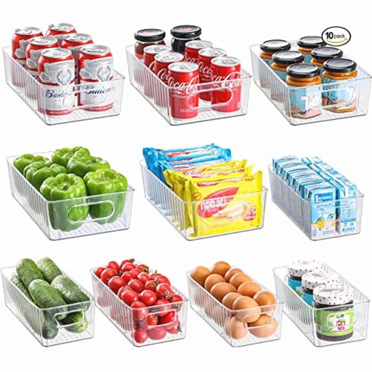 Koelkastorganizer set van 10 - Duurzame opbergdozen voor keuken en eetkamer