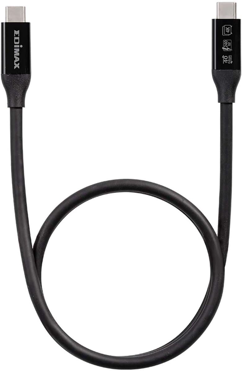 Edimax, USB4 / Thunderbolt 3 USB-C naar USB-C 40Gbps kabel 1m, Zwart