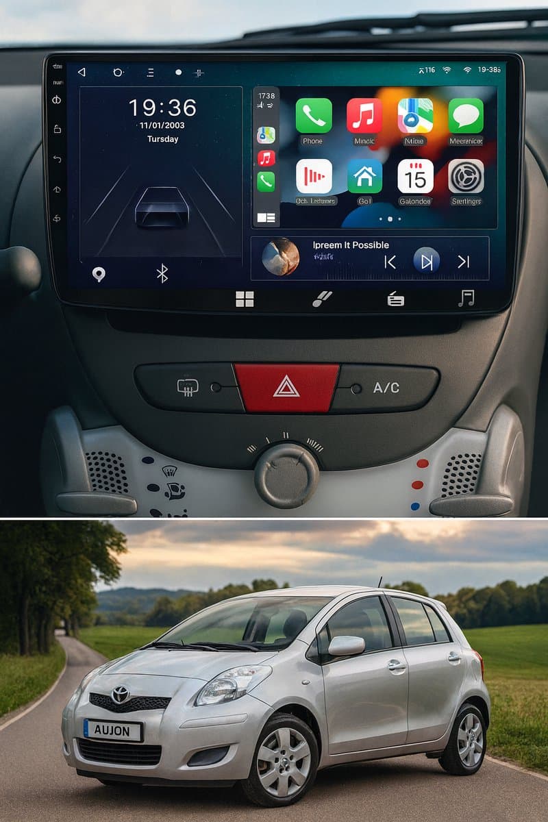ADIVOX 10.1 inch T2 geschikt voor Toyota Aygo/Peugeot 107/Citroen C1 Android 15 CarPlay/Auto/Wifi/RDS/DSP/5G/DAB+