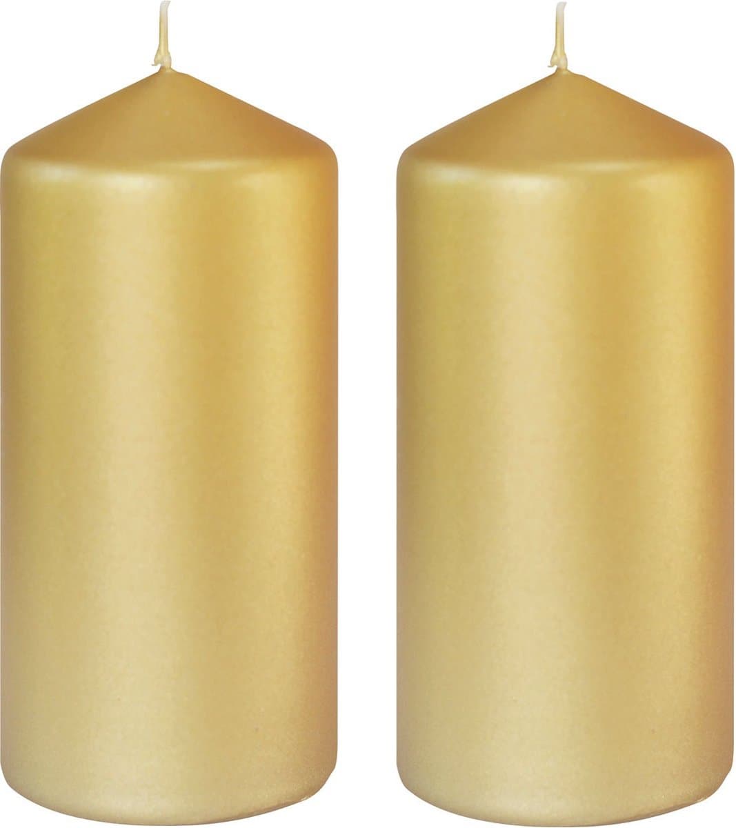4x stuks gouden cilinderkaarsen/stompkaarsen 15 x 7 cm 52 branduren - geurloze kaarsen mat goud