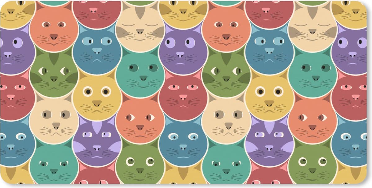 Muismat XXL 100x50 cm - Bureau onderlegger - Bureau mat Katten - Regenboog - Kind - Design - Bureaumat - Gaming mousepad xl - Bureaulegger groot - Computer deskmat