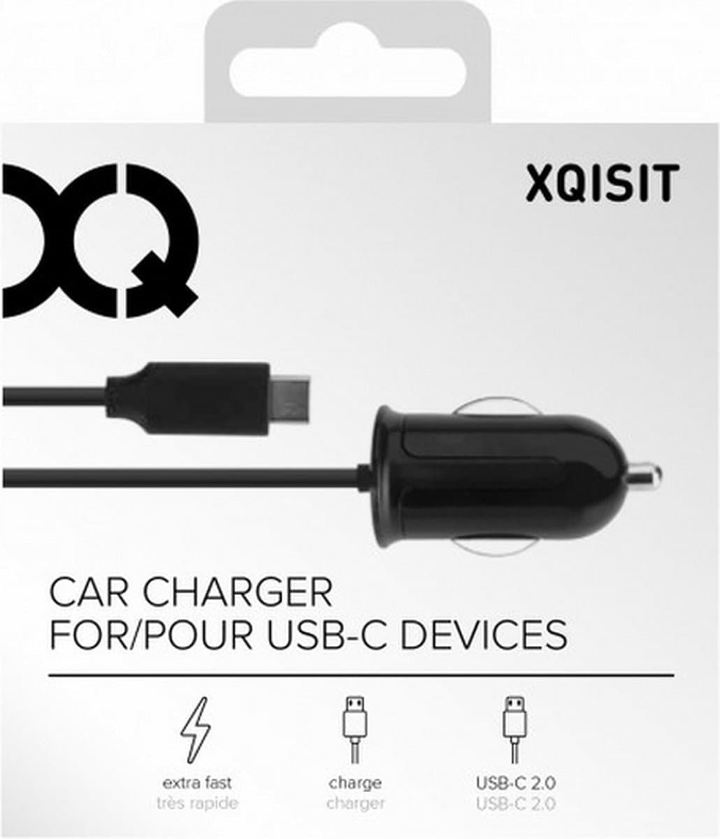 XQISIT Autolader Car Charger 2.4A - USB-C - Zwart