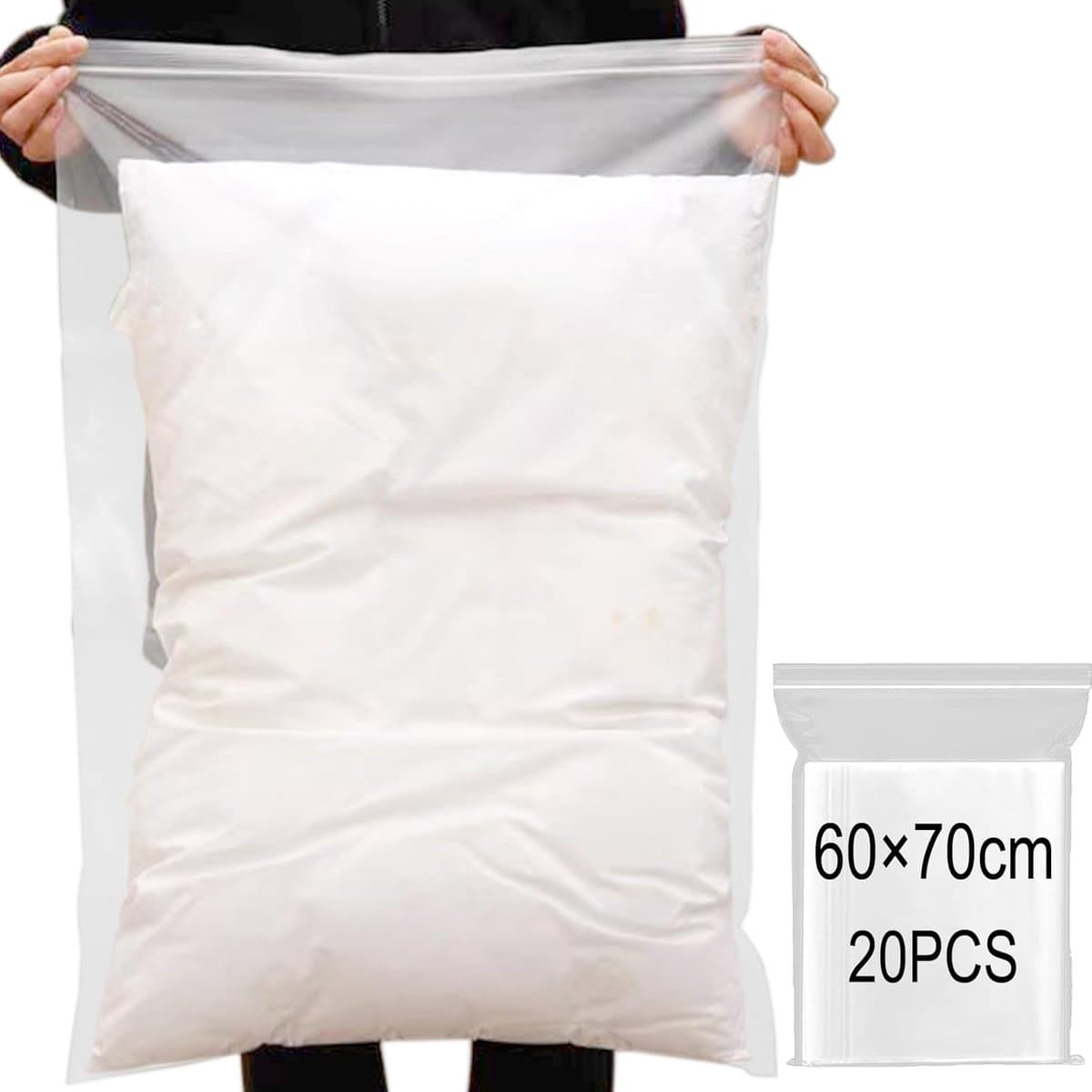 Herbruikbare Ziplock Zakken - 20 Stuks Grote Opbergzakken voor Kleding en Accessoires - 60 x 70 cm - Waterdichte Organizer voor Reizen