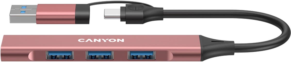 Canyon DS-02 Serie - USB Hub - 4 poorten - USB-A/C - Roze