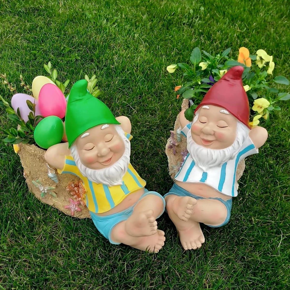 Bloempot met figuur - Tuindecoratie pot - Planten verfraaien - Weerbestendig hars - 23 x 18 x 24 cm - Gekleurd