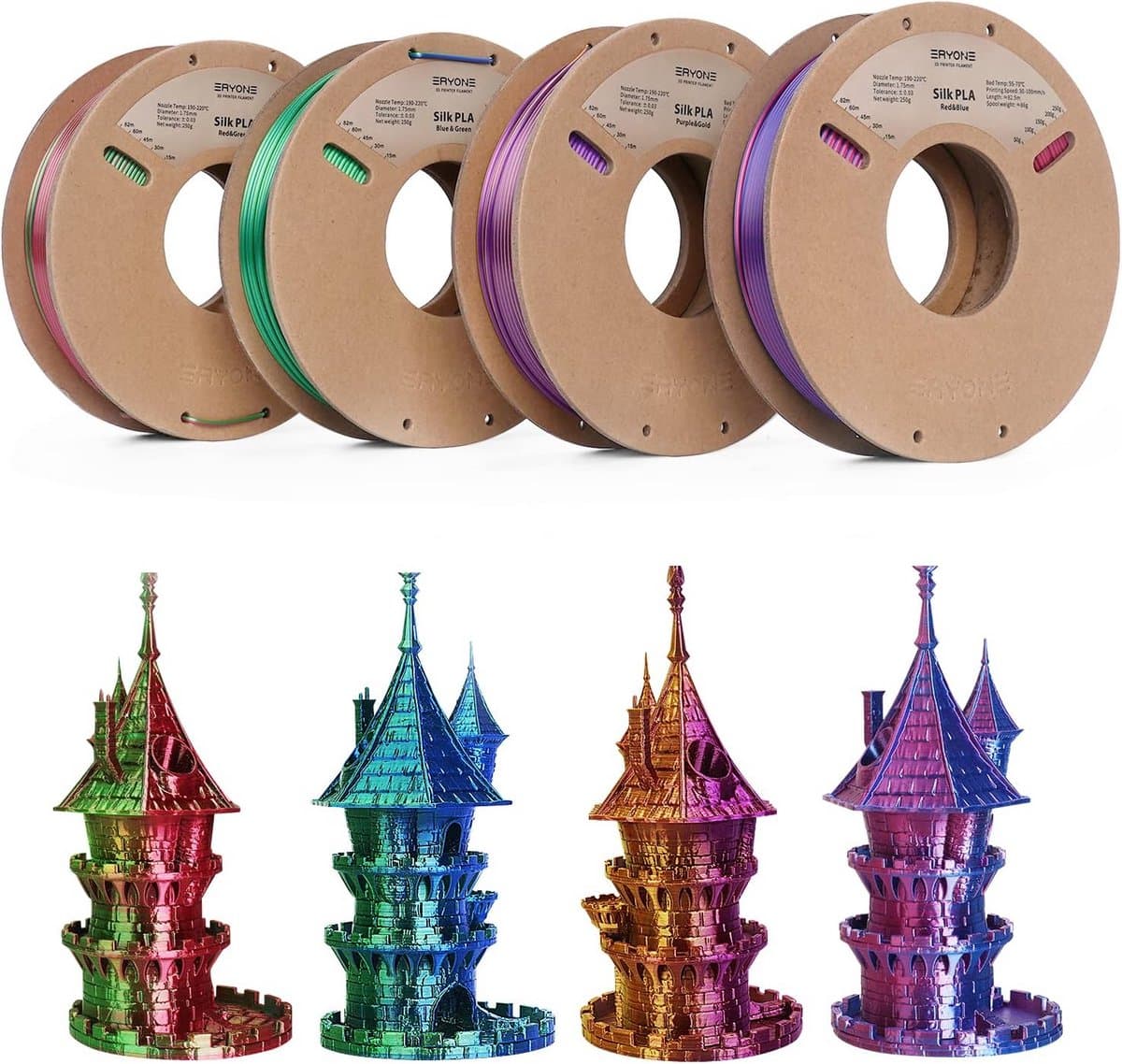 3D Printer Filament - PLA Zijde - Creatief Printen - Twee-kleuren Effect - 1kg Pakket - Blauw Groen