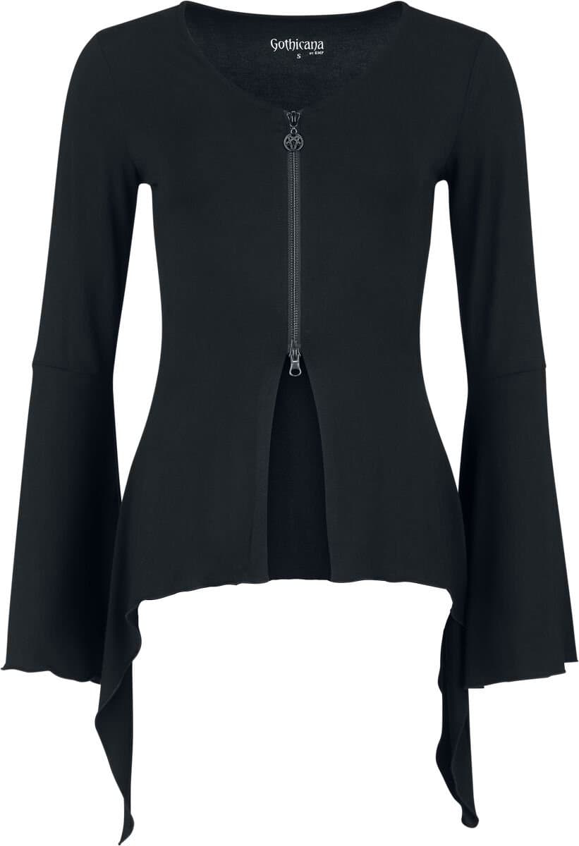 Gothicana zwarte cardigan met V-hals en metalen detail - Dames - XXL