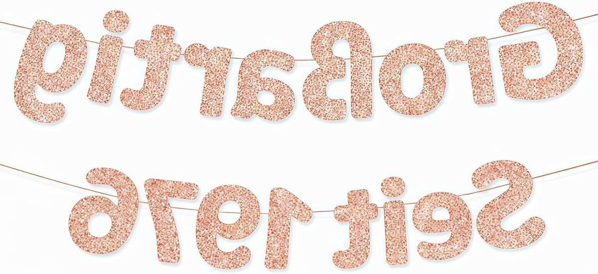 50e Verjaardag Banner - Jubileum Decoratie - Feestversiering - Voorgemonteerd - 16cm Hoog - Roségoud
