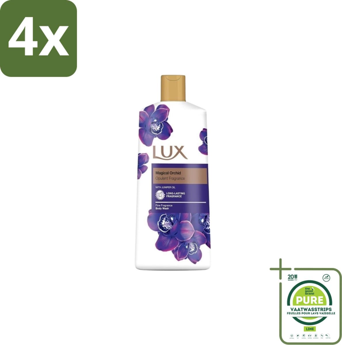 Lux – Body Wash – Magical Orchid & Juniper Oil – 600 ml - Voordeelverpakking - 4 stuks - Douchegel - Geur