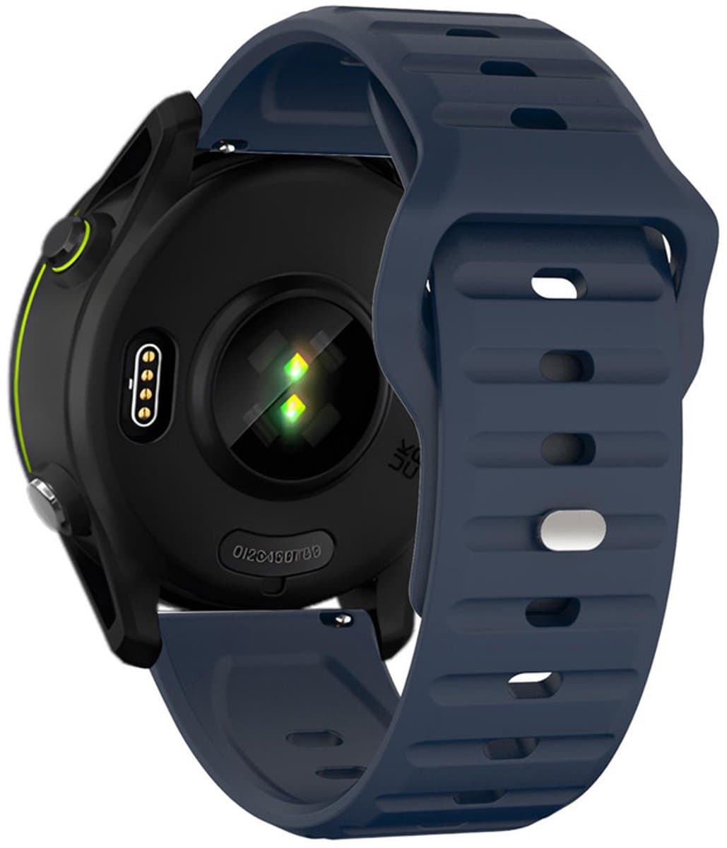 Siliconen bandje - geschikt voor Garmin Vivoactive 4 / Venu 3 / Venu 2 / Forerunner 255 / Forerunner 265 / 570 (47mm) en Polar Vantage M / M2 / V3 / Grit X (Pro) - donkerblauw