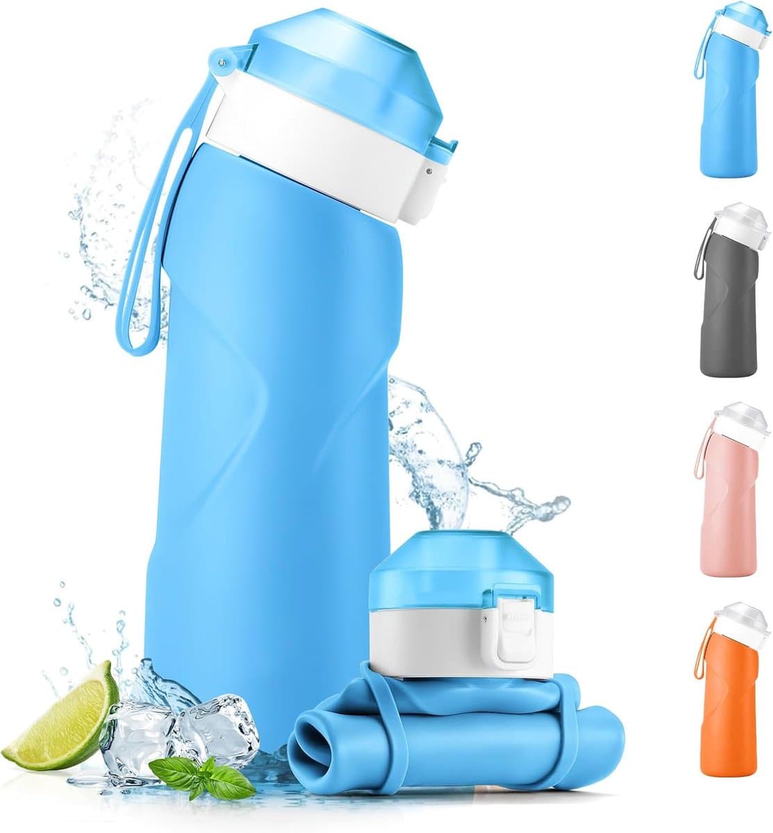 Opvouwbare waterfles - Draagbare drinkfles - Buitenactiviteiten en sport - BPA-vrij en lekvrij - 700 ml capaciteit - Blauw