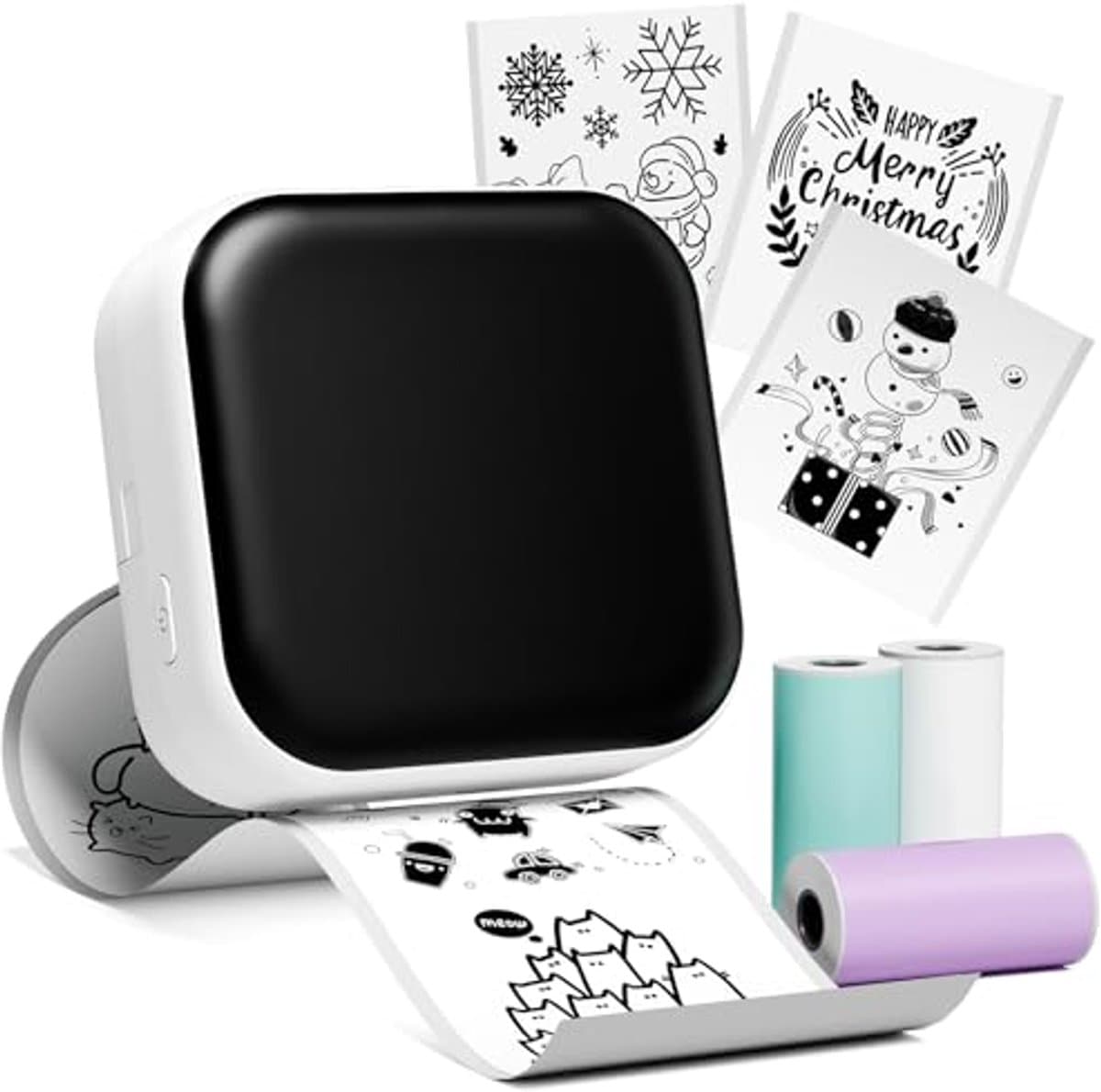 Mini-printer voor smartphone - Bluetooth fotoprinter voor bullet journal, studienotities en lijstjes - 53 mm - wit