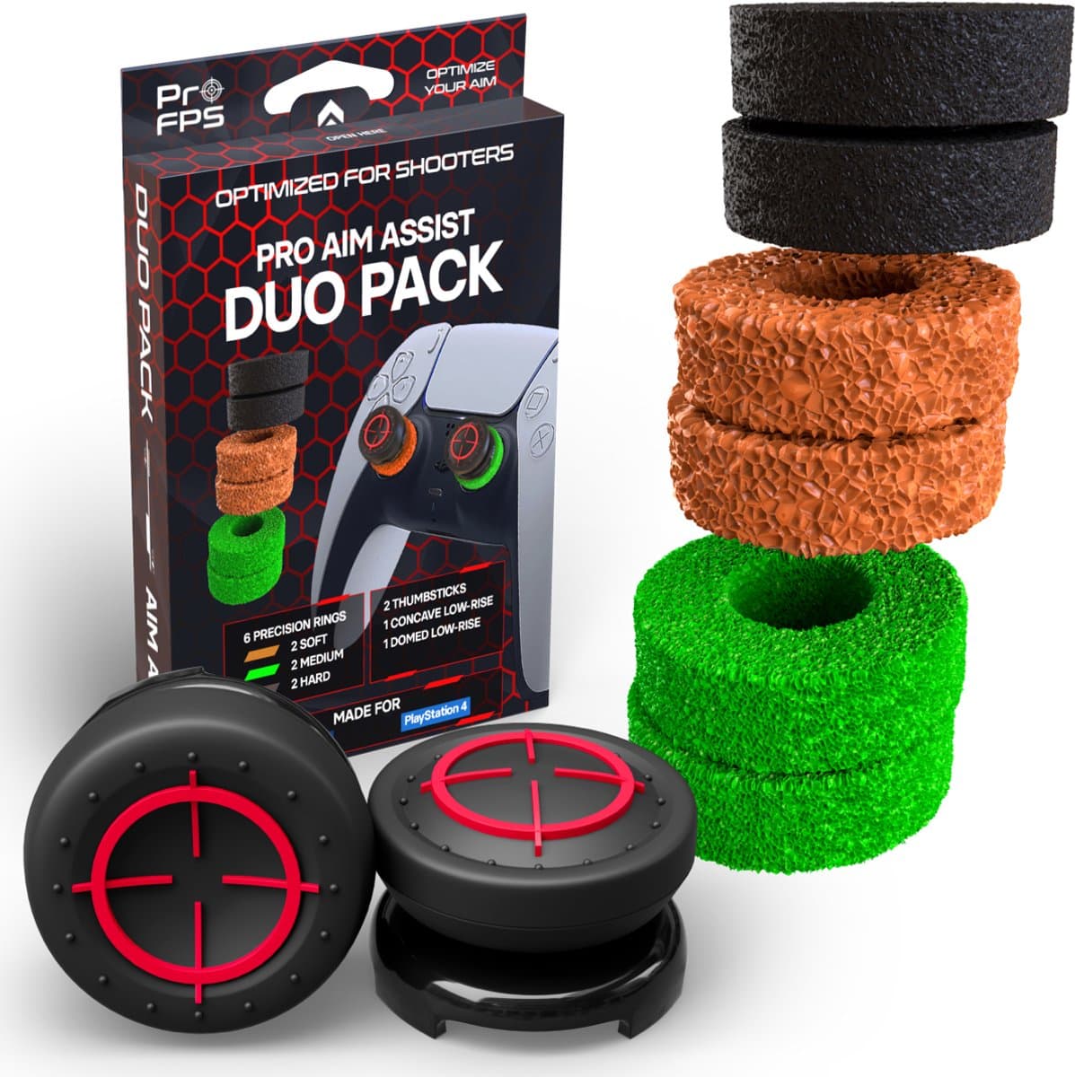 ProFPS Thumbsticks & Precision Rings – Voor PS4 & PS5 – Duo Pack