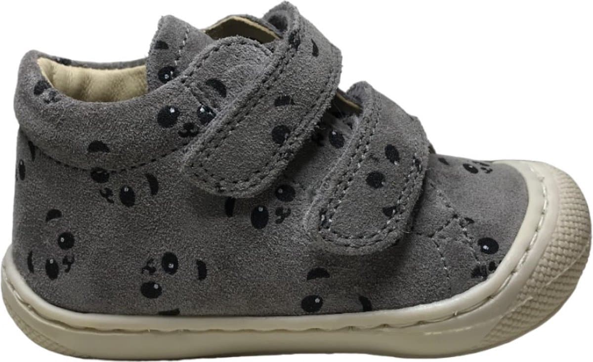 Naturino - Cocoon - Mt 19 - velcro's panda print lederen sneakers - Dk grijs